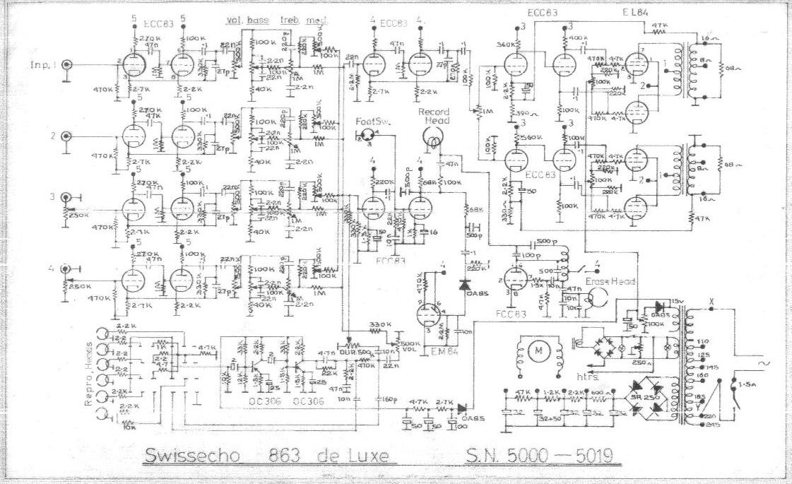 Swissecho 863 Deluxe Stereo Amplifier/Echo Unit Schematic bultaco wiring schematic 